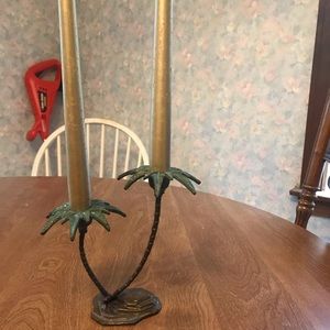Double palm tree candle holder